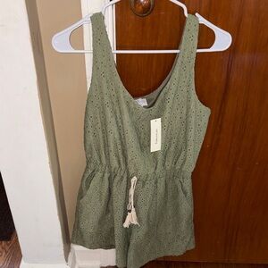 Girl’s/Women’s Olive Eyelet One-Piece Romper